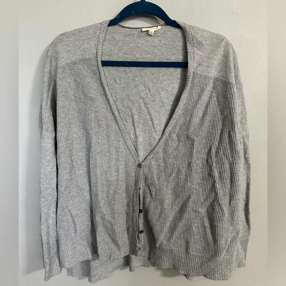 Eileen Fisher 100% Organic Cotton Gray Cardigan Size XL
